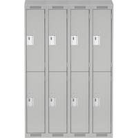 Clean Line Lockers, 2 -tier, Bank of 4, 48" x 18" x 78", Steel, Grey, Rivet (Assembled) Southpoint Industrial Supply