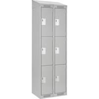 Clean Line Lockers, 3 -tier, Bank of 2, 24" x 18" x 78", Steel, Grey, Rivet (Assembled) Southpoint Industrial Supply