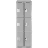 Clean Line Lockers, 3 -tier, Bank of 2, 24" x 18" x 78", Steel, Grey, Rivet (Assembled) Southpoint Industrial Supply
