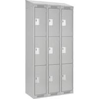 Clean Line Lockers, 3 -tier, Bank of 3, 36" x 18" x 78", Steel, Grey, Rivet (Assembled) Southpoint Industrial Supply