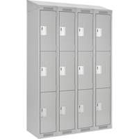 Clean Line Lockers, 3 -tier, Bank of 4, 48" x 18" x 78", Steel, Grey, Rivet (Assembled) Southpoint Industrial Supply