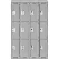 Clean Line Lockers, 3 -tier, Bank of 4, 48" x 18" x 78", Steel, Grey, Rivet (Assembled) Southpoint Industrial Supply
