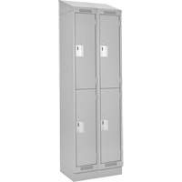 Clean Line Lockers, 2 -tier, Bank of 2, 24" x 18" x 82", Steel, Grey, Rivet (Assembled) Southpoint Industrial Supply