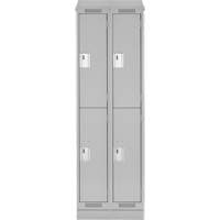 Clean Line Lockers, 2 -tier, Bank of 2, 24" x 18" x 82", Steel, Grey, Rivet (Assembled) Southpoint Industrial Supply