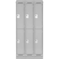 Clean Line Lockers, 2 -tier, Bank of 3, 36" x 18" x 82", Steel, Grey, Rivet (Assembled) Southpoint Industrial Supply