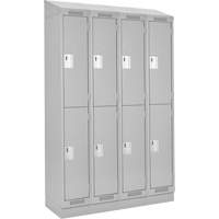Clean Line Lockers, 2 -tier, Bank of 4, 48" x 18" x 82", Steel, Grey, Rivet (Assembled) Southpoint Industrial Supply