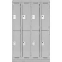 Clean Line Lockers, 2 -tier, Bank of 4, 48" x 18" x 82", Steel, Grey, Rivet (Assembled) Southpoint Industrial Supply