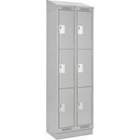 Clean Line Lockers, 3 -tier, Bank of 2, 24" x 18" x 82", Steel, Grey, Rivet (Assembled) Southpoint Industrial Supply