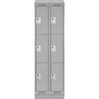 Clean Line Lockers, 3 -tier, Bank of 2, 24" x 18" x 82", Steel, Grey, Rivet (Assembled) Southpoint Industrial Supply
