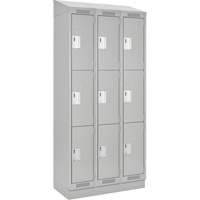 Clean Line Lockers, 3 -tier, Bank of 3, 36" x 18" x 82", Steel, Grey, Rivet (Assembled) Southpoint Industrial Supply