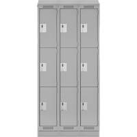 Clean Line Lockers, 3 -tier, Bank of 3, 36" x 18" x 82", Steel, Grey, Rivet (Assembled) Southpoint Industrial Supply