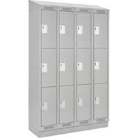 Clean Line Lockers, 3 -tier, Bank of 4, 48" x 18" x 82", Steel, Grey, Rivet (Assembled) Southpoint Industrial Supply