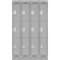 Clean Line Lockers, 3 -tier, Bank of 4, 48" x 18" x 82", Steel, Grey, Rivet (Assembled) Southpoint Industrial Supply
