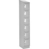 Clean Line Lockerette, 6 -tier, 12" x 18" x 82", Steel, Grey, Rivet (Assembled) Southpoint Industrial Supply