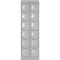 Clean Line Lockerette, 6 -tier, Bank of 2, 24" x 18" x 82", Steel, Grey, Rivet (Assembled) Southpoint Industrial Supply