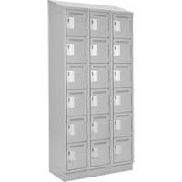 Clean Line Lockerette, 6 -tier, Bank of 3, 36" x 18" x 82", Steel, Grey, Rivet (Assembled) Southpoint Industrial Supply