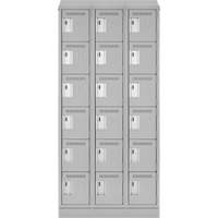 Clean Line Lockerette, 6 -tier, Bank of 3, 36" x 18" x 82", Steel, Grey, Rivet (Assembled) Southpoint Industrial Supply