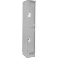 Clean Line Lockers, 2 -tier, 12" x 18" x 76", Steel, Grey, Rivet (Assembled) Southpoint Industrial Supply