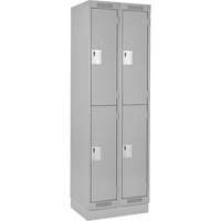 Clean Line Lockers, 2 -tier, Bank of 2, 24" x 18" x 76", Steel, Grey, Rivet (Assembled) Southpoint Industrial Supply