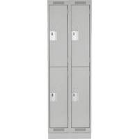Clean Line Lockers, 2 -tier, Bank of 2, 24" x 18" x 76", Steel, Grey, Rivet (Assembled) Southpoint Industrial Supply