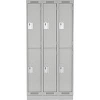 Clean Line Lockers, 2 -tier, Bank of 3, 36" x 18" x 76", Steel, Grey, Rivet (Assembled) Southpoint Industrial Supply
