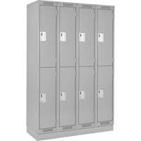 Clean Line Lockers, 2 -tier, Bank of 4, 48" x 18" x 76", Steel, Grey, Rivet (Assembled) Southpoint Industrial Supply