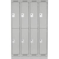 Clean Line Lockers, 2 -tier, Bank of 4, 48" x 18" x 76", Steel, Grey, Rivet (Assembled) Southpoint Industrial Supply