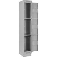 Clean Line Lockers, 3 -tier, Bank of 4, 48" x 18" x 76", Steel, Grey, Rivet (Assembled) Southpoint Industrial Supply