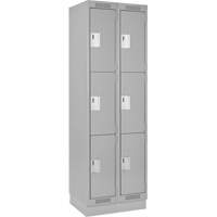 Clean Line Lockers, 3 -tier, Bank of 2, 24" x 18" x 76", Steel, Grey, Rivet (Assembled) Southpoint Industrial Supply