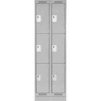 Clean Line Lockers, 3 -tier, Bank of 2, 24" x 18" x 76", Steel, Grey, Rivet (Assembled) Southpoint Industrial Supply