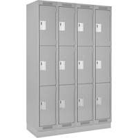 Clean Line Lockers, 3 -tier, Bank of 4, 48" x 18" x 76", Steel, Grey, Rivet (Assembled) Southpoint Industrial Supply