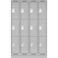 Clean Line Lockers, 3 -tier, Bank of 4, 48" x 18" x 76", Steel, Grey, Rivet (Assembled) Southpoint Industrial Supply