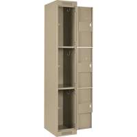 Clean Line Lockers, 3 -tier, Bank of 4, 48" x 18" x 72", Steel, Beige, Rivet (Assembled) Southpoint Industrial Supply