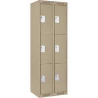 Clean Line Lockers, 3 -tier, Bank of 2, 24" x 18" x 72", Steel, Beige, Rivet (Assembled) Southpoint Industrial Supply