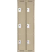 Clean Line Lockers, 3 -tier, Bank of 2, 24" x 18" x 72", Steel, Beige, Rivet (Assembled) Southpoint Industrial Supply