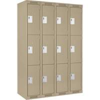 Clean Line Lockers, 3 -tier, Bank of 4, 48" x 18" x 72", Steel, Beige, Rivet (Assembled) Southpoint Industrial Supply