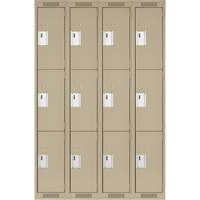 Clean Line Lockers, 3 -tier, Bank of 4, 48" x 18" x 72", Steel, Beige, Rivet (Assembled) Southpoint Industrial Supply