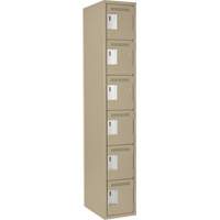 Clean Line Lockerette, 6 -tier, 12" x 18" x 72", Steel, Beige, Rivet (Assembled) Southpoint Industrial Supply