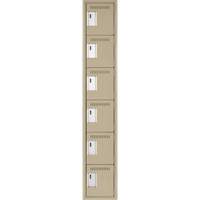Clean Line Lockerette, 6 -tier, 12" x 18" x 72", Steel, Beige, Rivet (Assembled) Southpoint Industrial Supply