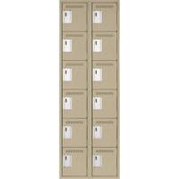 Clean Line Lockerette, 6 -tier, Bank of 2, 24" x 18" x 72", Steel, Beige, Rivet (Assembled) Southpoint Industrial Supply