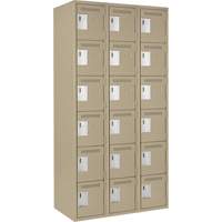 Clean Line Lockerette, 6 -tier, Bank of 3, 36" x 18" x 72", Steel, Beige, Rivet (Assembled) Southpoint Industrial Supply