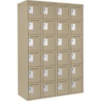 Petits casiers Clean Line, 6 niveaux, Bloc de 4, 48" x 18" x 72", Acier, Beige, Rivet (assembl&eacute;) Southpoint Industrial Supply