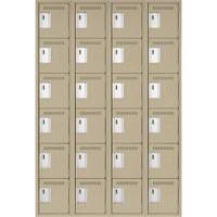 Petits casiers Clean Line, 6 niveaux, Bloc de 4, 48" x 18" x 72", Acier, Beige, Rivet (assembl&eacute;) Southpoint Industrial Supply