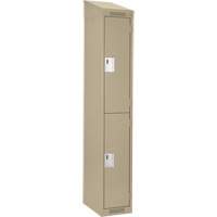 Clean Line Lockers, 2 -tier, 12" x 18" x 78", Steel, Beige, Rivet (Assembled) Southpoint Industrial Supply