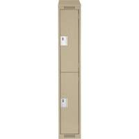 Clean Line Lockers, 2 -tier, 12" x 18" x 78", Steel, Beige, Rivet (Assembled) Southpoint Industrial Supply