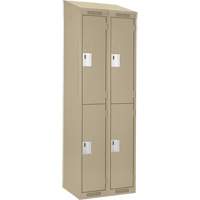 Clean Line Lockers, 2 -tier, Bank of 2, 24" x 18" x 78", Steel, Beige, Rivet (Assembled) Southpoint Industrial Supply