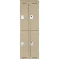 Clean Line Lockers, 2 -tier, Bank of 2, 24" x 18" x 78", Steel, Beige, Rivet (Assembled) Southpoint Industrial Supply