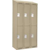Clean Line Lockers, 2 -tier, Bank of 3, 36" x 18" x 78", Steel, Beige, Rivet (Assembled) Southpoint Industrial Supply
