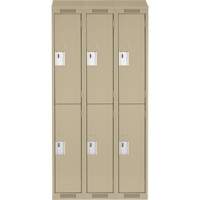 Clean Line Lockers, 2 -tier, Bank of 3, 36" x 18" x 78", Steel, Beige, Rivet (Assembled) Southpoint Industrial Supply