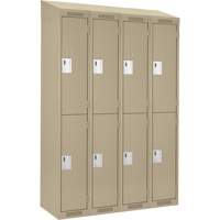 Clean Line Lockers, 2 -tier, Bank of 4, 48" x 18" x 78", Steel, Beige, Rivet (Assembled) Southpoint Industrial Supply
